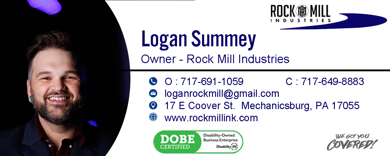 DOBE Certified — Disability-Owned Business Enterprise. Logan Summey, Owner of Rock Mill Industries.