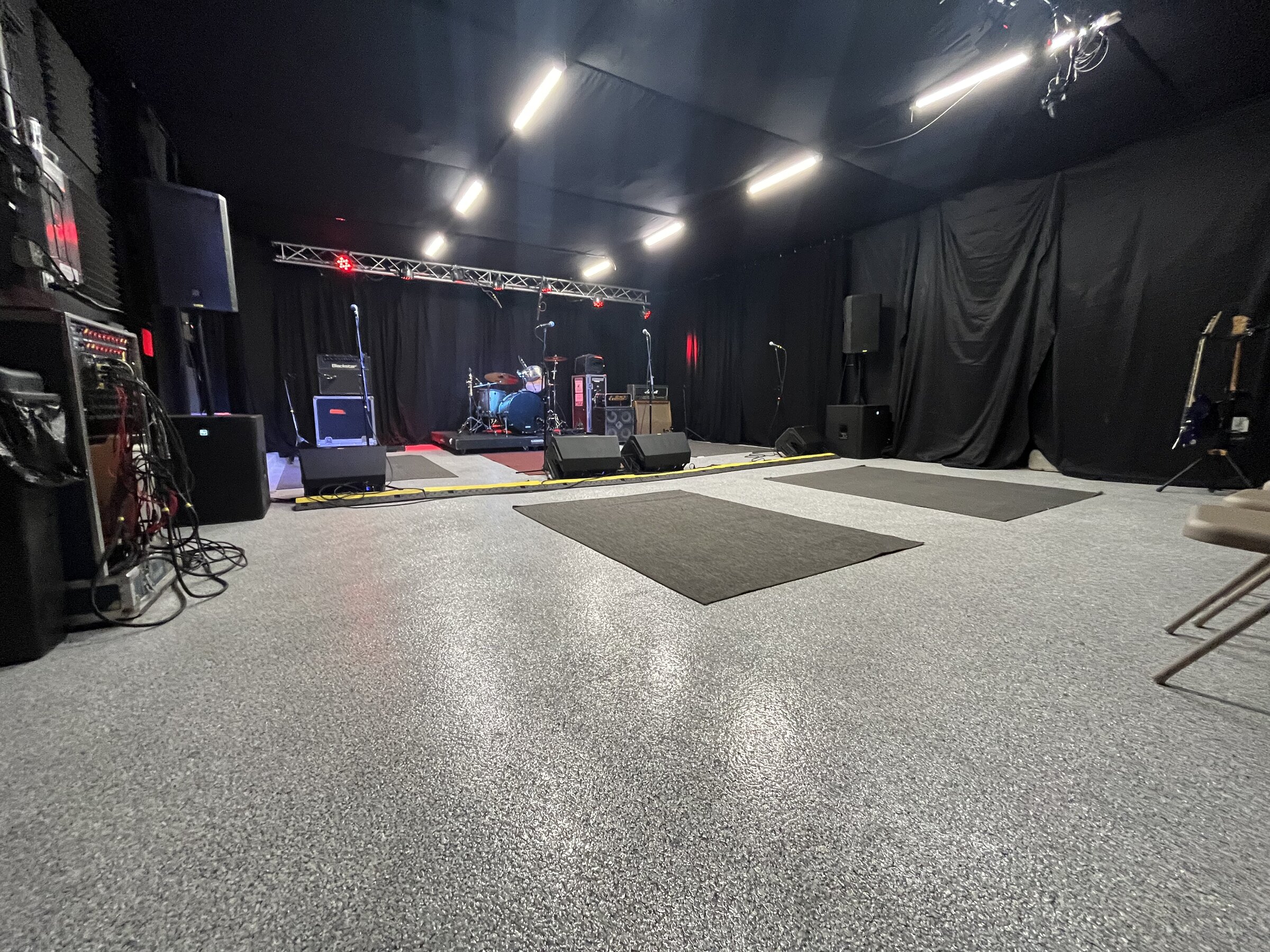 PA system inside the rehearsal room